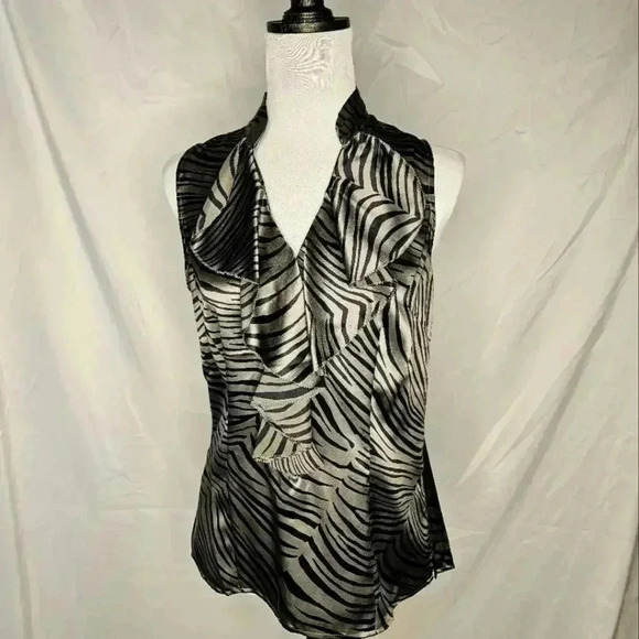 Anne Taylor size 4 black/silver tiger blouse - Picture 1 of 3